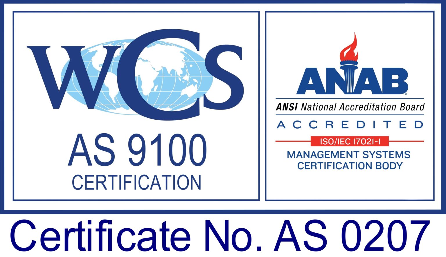 AS 9100 Certificate WCS ANAB
